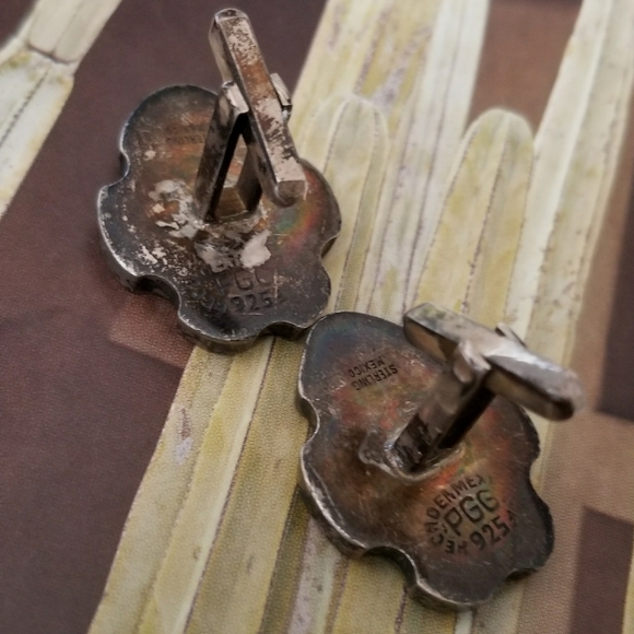 Relisted -Vintage Sterling Silver cuff links PGG black - Picture 12 of 17